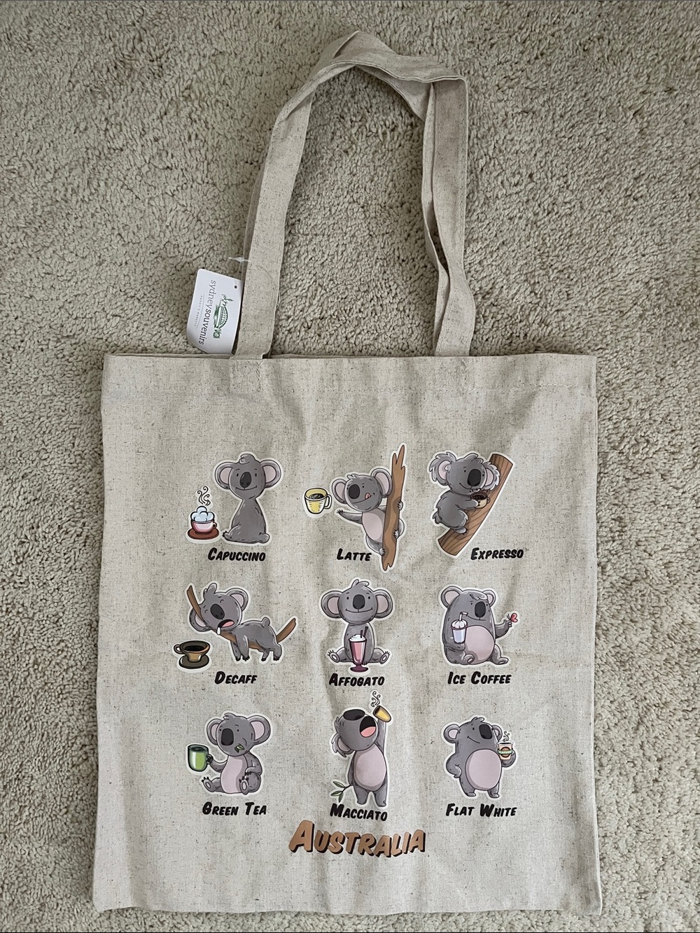 Australia Koala Coffee Canvas Tote - Beige
